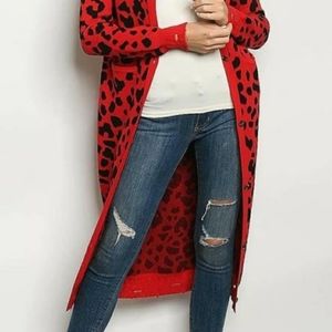 Leopard Animal Print Long Cardigan Duster NWOT